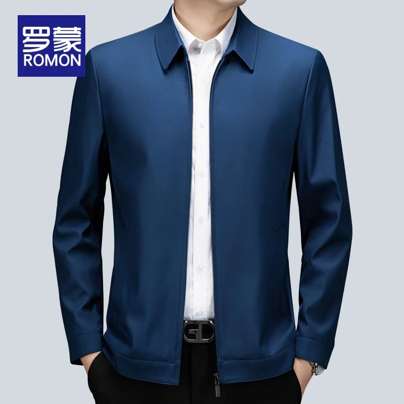 罗蒙男士行政干部夹克男款春秋男装翻领上衣男秋冬款休闲商务外套