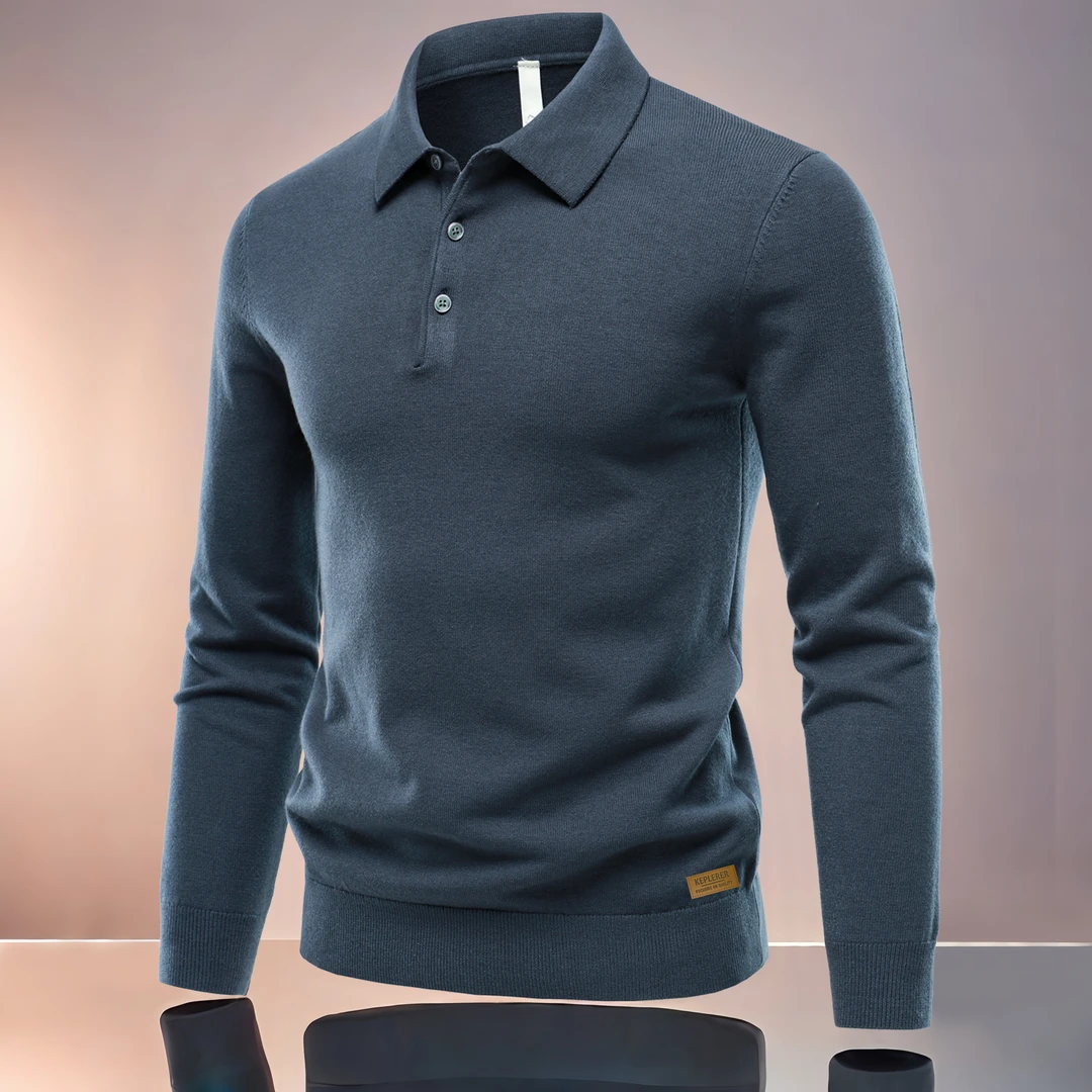 新款高端男士长袖翻领polo衫爆款秋冬高档工作帅气商务休闲羊毛衫