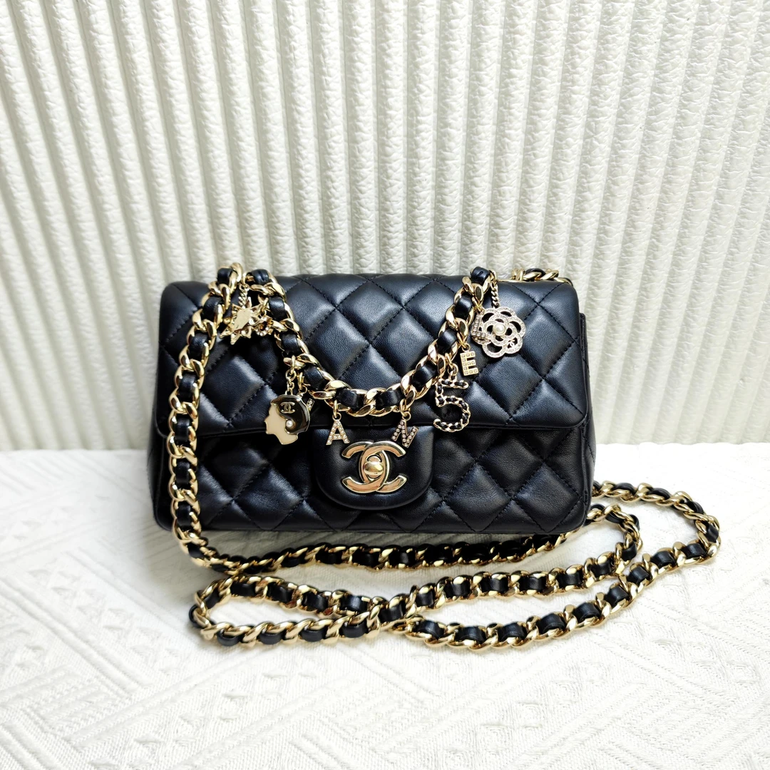99新 Chanel/香奈儿 女士经典时尚百搭黑金19bag小号二奢包包
