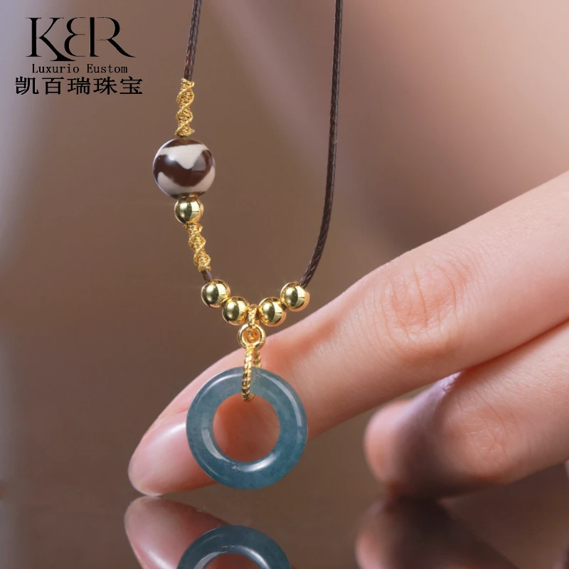 新款天然A货翡翠平安扣虎牙颈饰项链女多样性/发单只 KBR1024003
