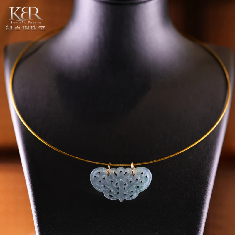 天然A货翡翠蝴蝶吊坠挂饰原创设计师款国风多样性发货 KBR0801002