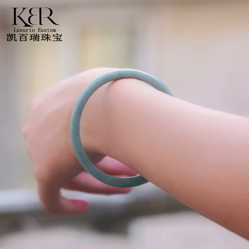 【甄选】天然A货翡翠叮当手镯镯子简约百搭多样性发/单只KBR0920001