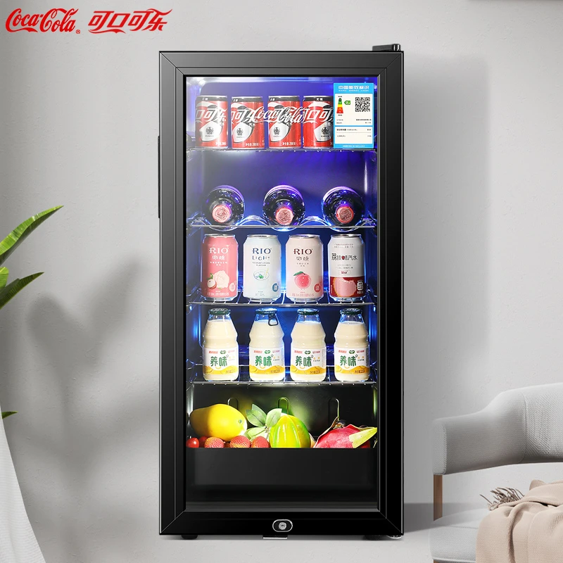 COCA COLA/可口可乐家用冰吧冷藏小冰箱客厅透明酒柜保鲜柜茶叶柜