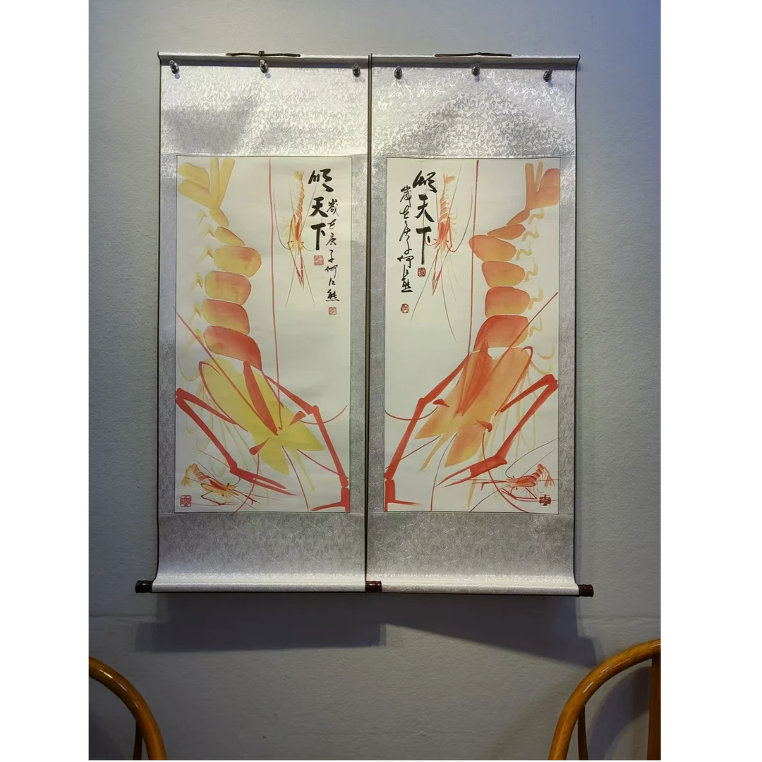 J    何江熊【顺天下】彩对3尺轴客厅书房字画国画