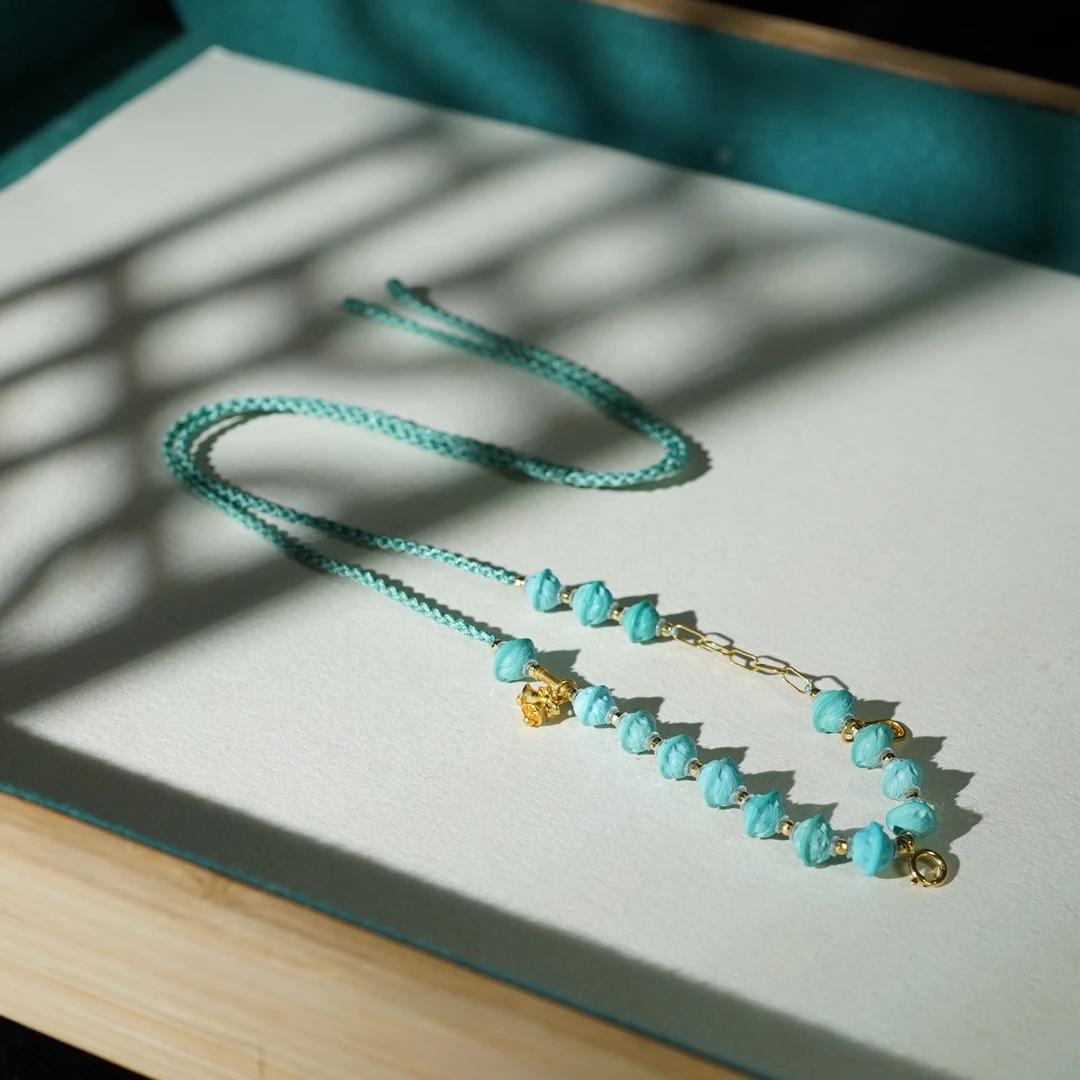 百香籽绿松*毛衣链*18k金镶嵌