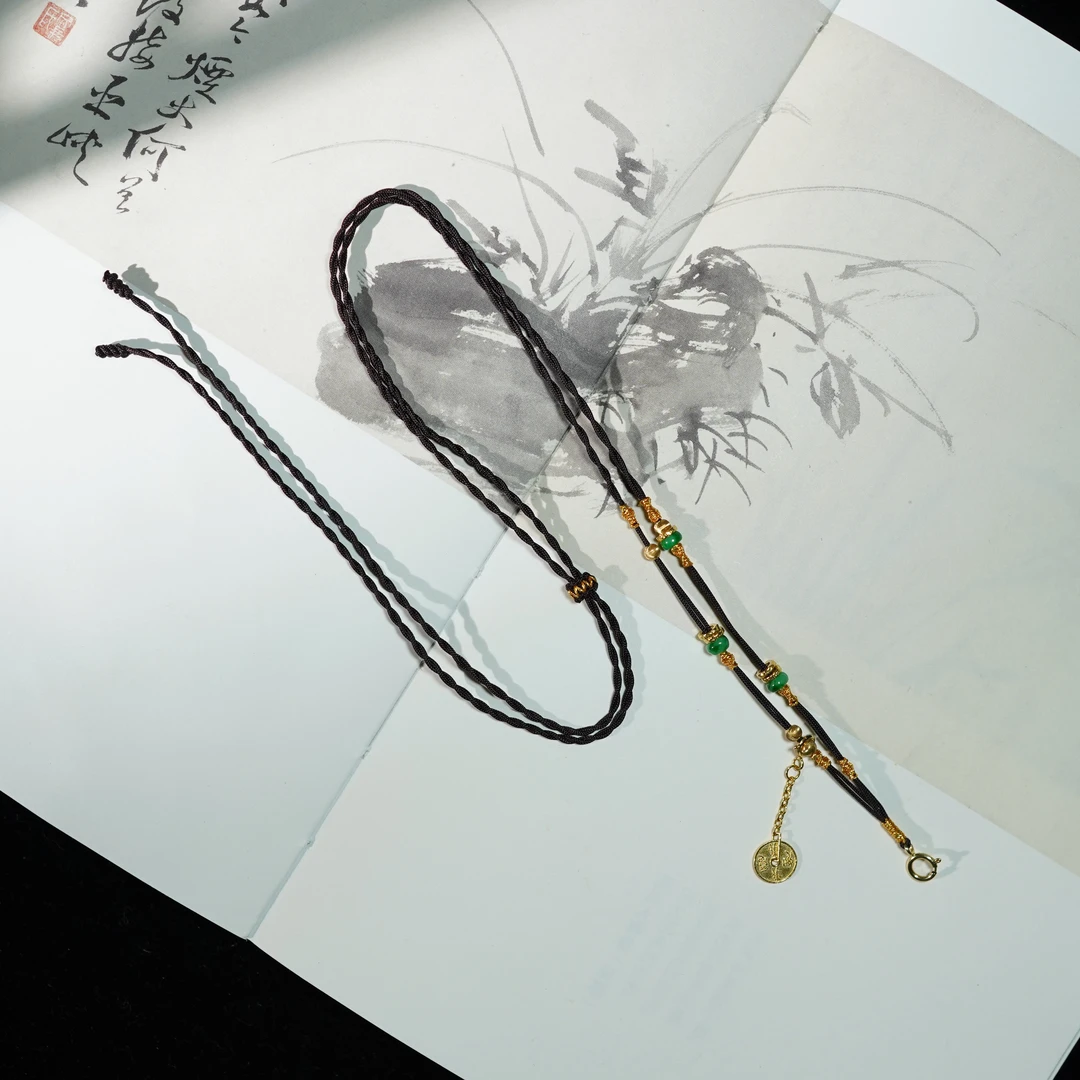 翡翠*毛衣链*18k金镶嵌