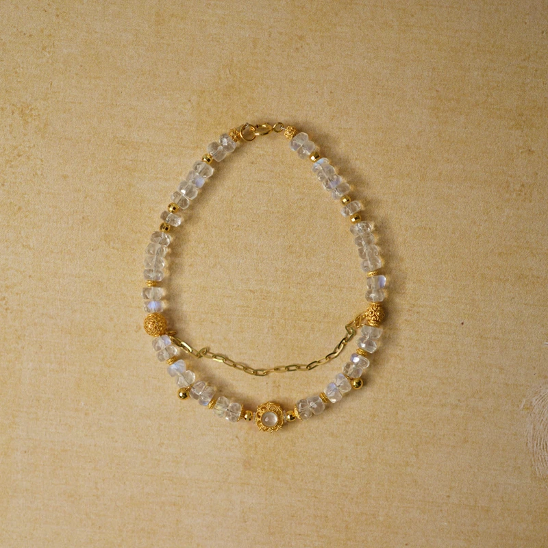 【佩洁】月光石手链18k金