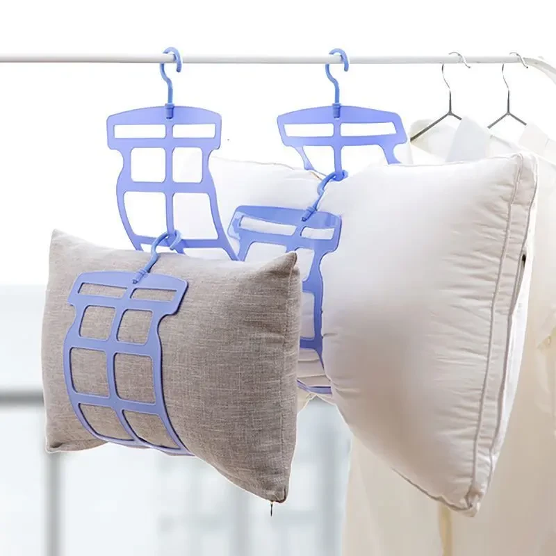 晒枕架枕心晾晒架 创意挂衣架塑料多功能双钩晾晒架 晒毛绒玩