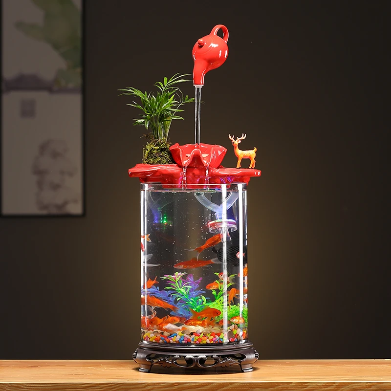 尊承悬壶流水摆件循环水桌面景观鱼缸办公室客厅创意装饰开业礼品