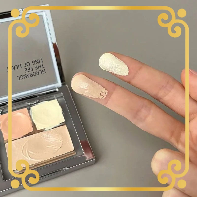 简单三步!三色遮瑕膏面部遮瑕盘遮斑点痘印泪沟法令纹黑眼圈平价