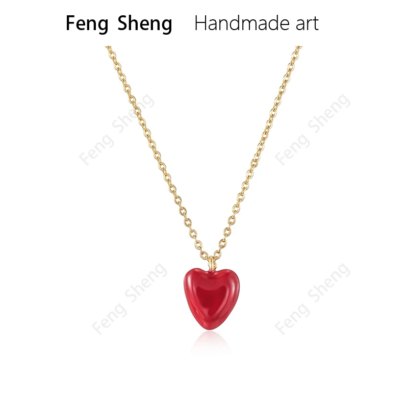 坠链均925银珐琅 Feng Sheng小众气质轻奢法式 红色珐琅爱心