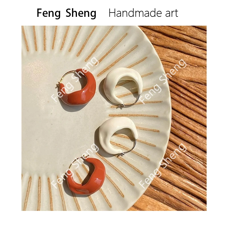 铜合金珐琅耳饰 Feng Sheng小众气质百搭法式异形珐琅耳环