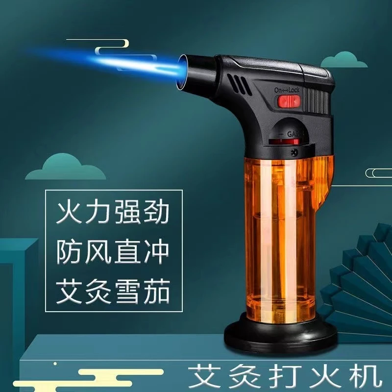 加厚耐用防风打火机直冲打火笔透明小焊枪艾灸专用