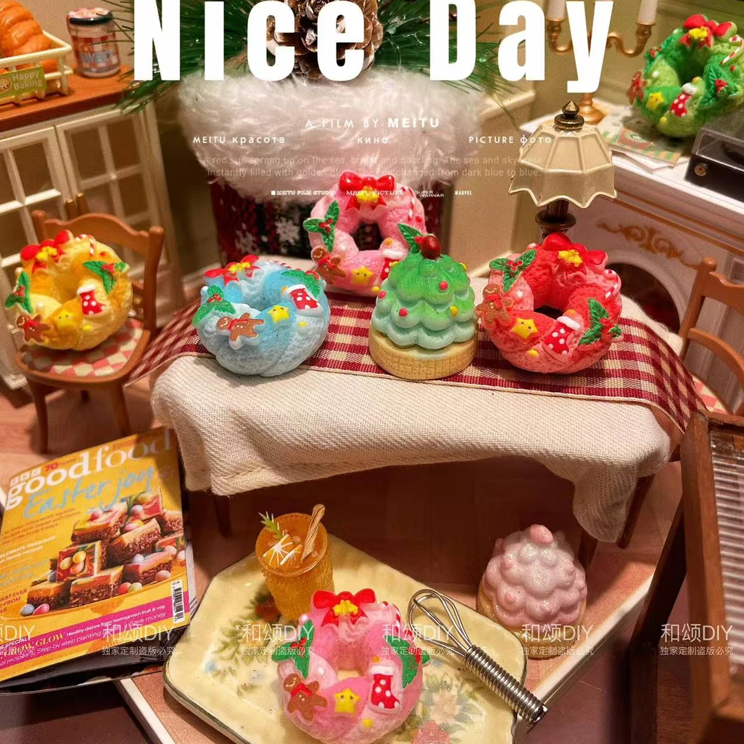 【和颂定制圣诞花环面包】— DIY手工食玩树脂配件