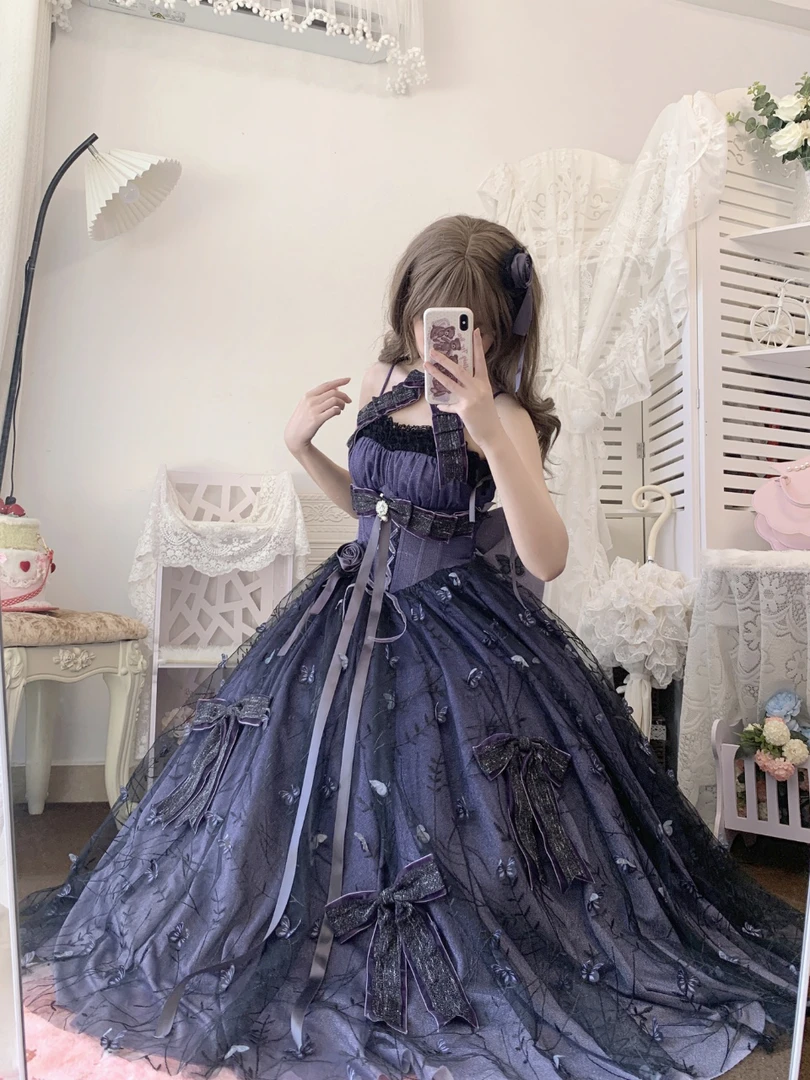 暖暖现货-星夜独奏Lolita礼服高腰洛丽塔印花