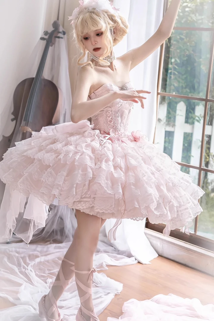 暖暖现货-小繁星Lolita蕾丝短款蓬蓬裙服装日系白色纱裙
