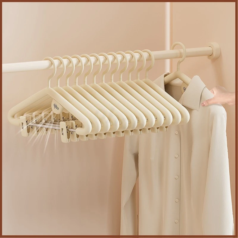 衣架带夹子加粗加大衣撑子2024新款防肩角家用挂衣无痕衣裤架一体