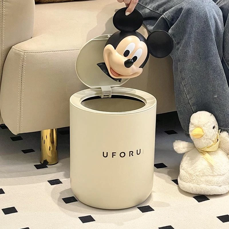 奶油风高颜值按压带盖垃圾桶家用客厅卧室房间床头儿童房简约纸篓