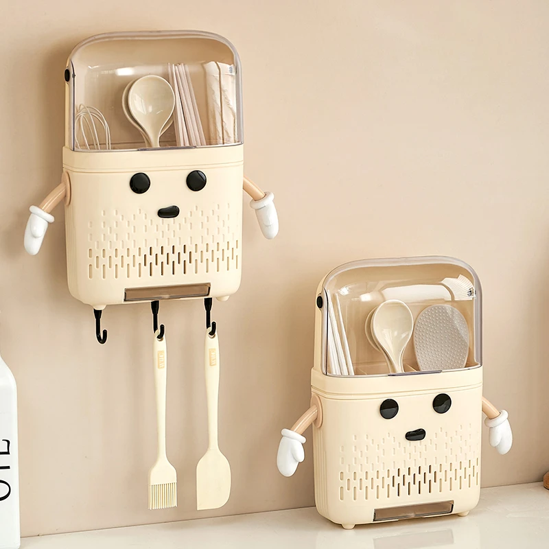 筷子收纳盒壁挂式带盖2024新款高档家用厨房防尘沥水勺子筷子笼筒