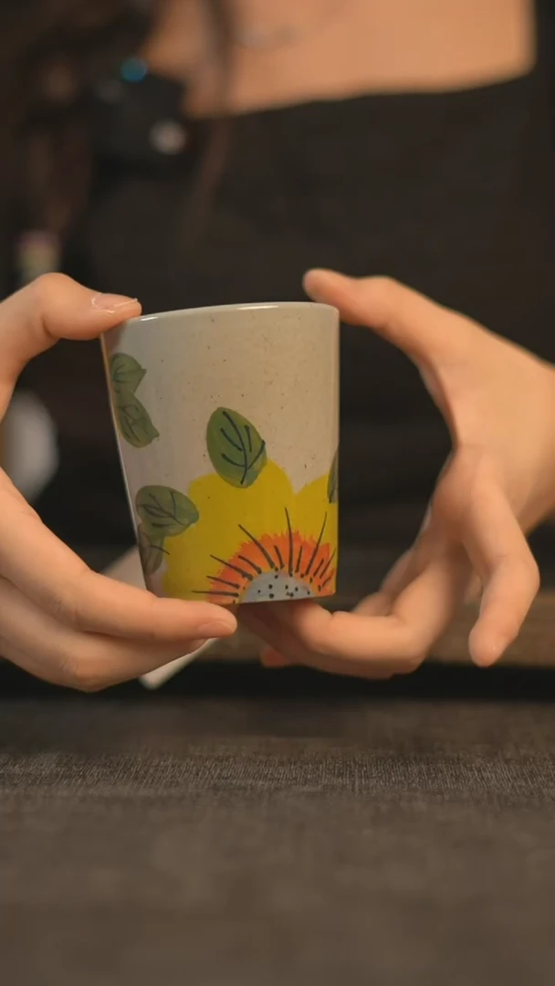 【闪购商品】纯手工手绘柴烧杯A019