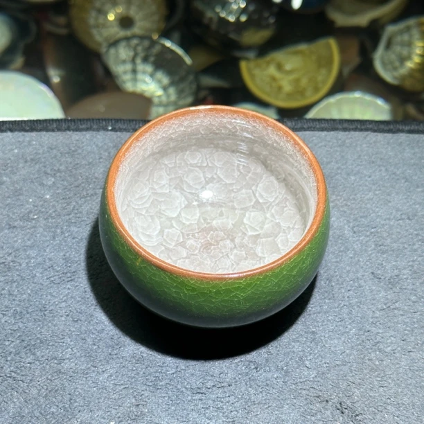 【闪购商品】瓷茶杯 绿冰裂双面釉主人杯