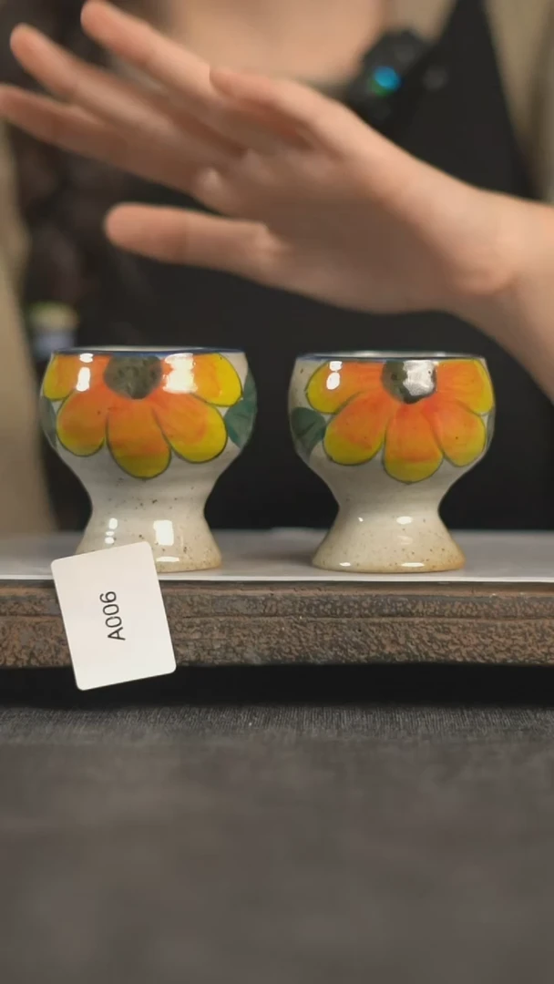 【闪购商品】纯手工手绘柴烧杯A006*2