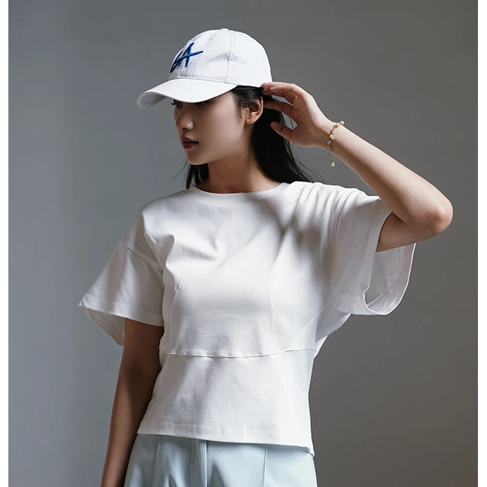 两色收腰T恤显瘦气质女