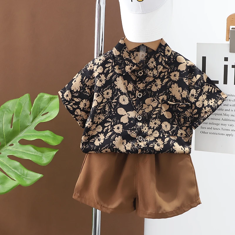 男童夏装套装韩版帅气新款2025童装儿童衬衫衣服夏季宝宝短袖t恤