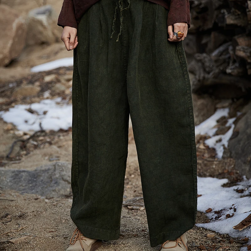 麻依者24新款春季高级质感亚麻百搭显瘦休闲裤1228