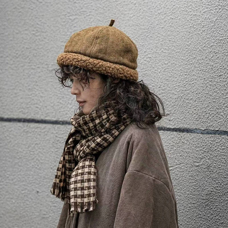 疯子张24冬款复古文艺休闲贝雷帽啾啾无檐地主帽#08409