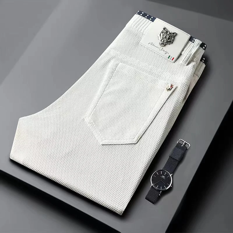 夏季新款高档男士休闲裤直筒牛仔版型轻奢男裤纯色百搭薄款裤子男