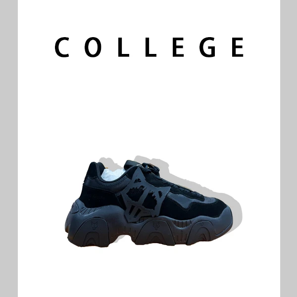 YP-085-ins老爹鞋秋冬四季款松糕鞋透气复古厚底拼色系带低帮拼接