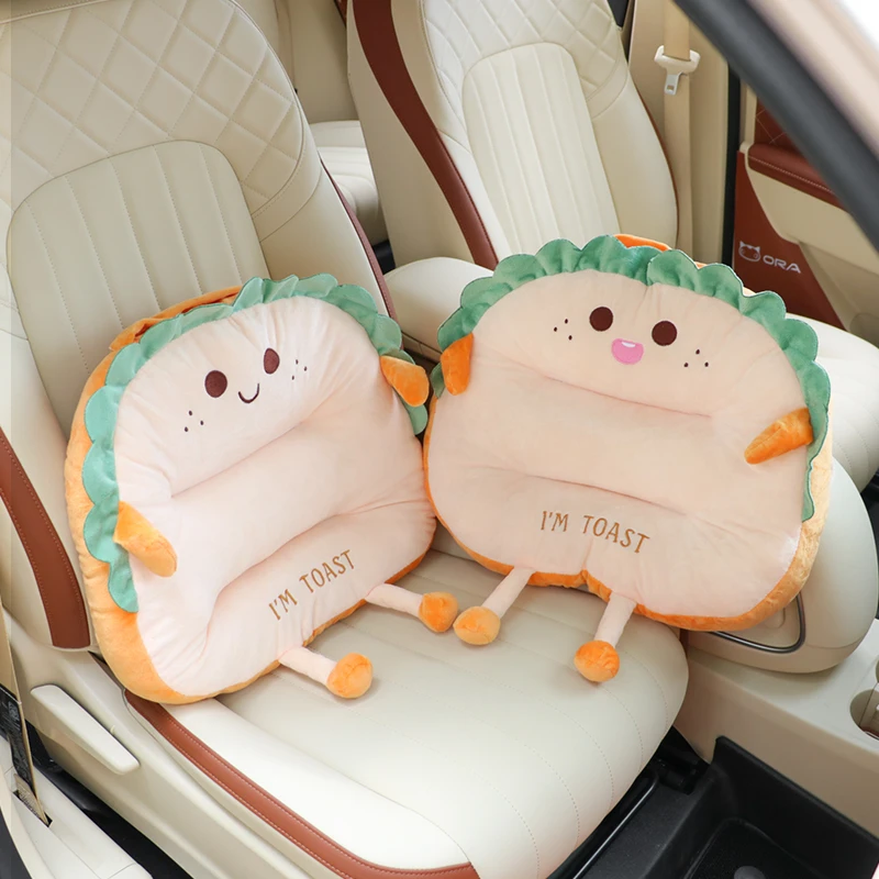 汽车腰靠创意可爱吐司靠垫车载腰垫女司机开车护腰神器车内靠背垫