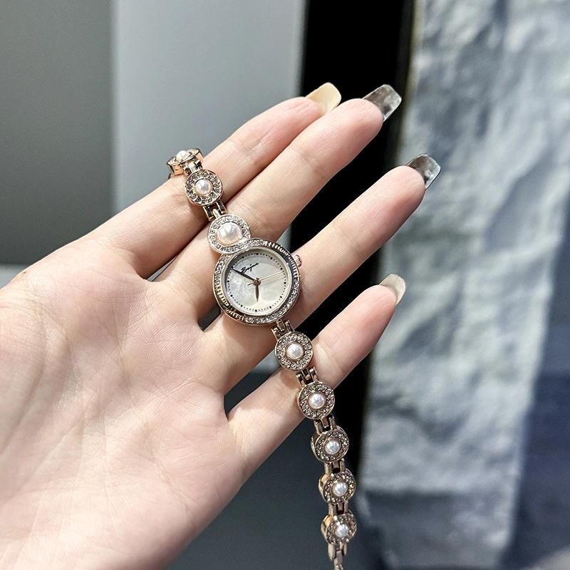 【满钻珍珠】中古风古董派少女气质时尚百搭精致镶钻防水女士手表