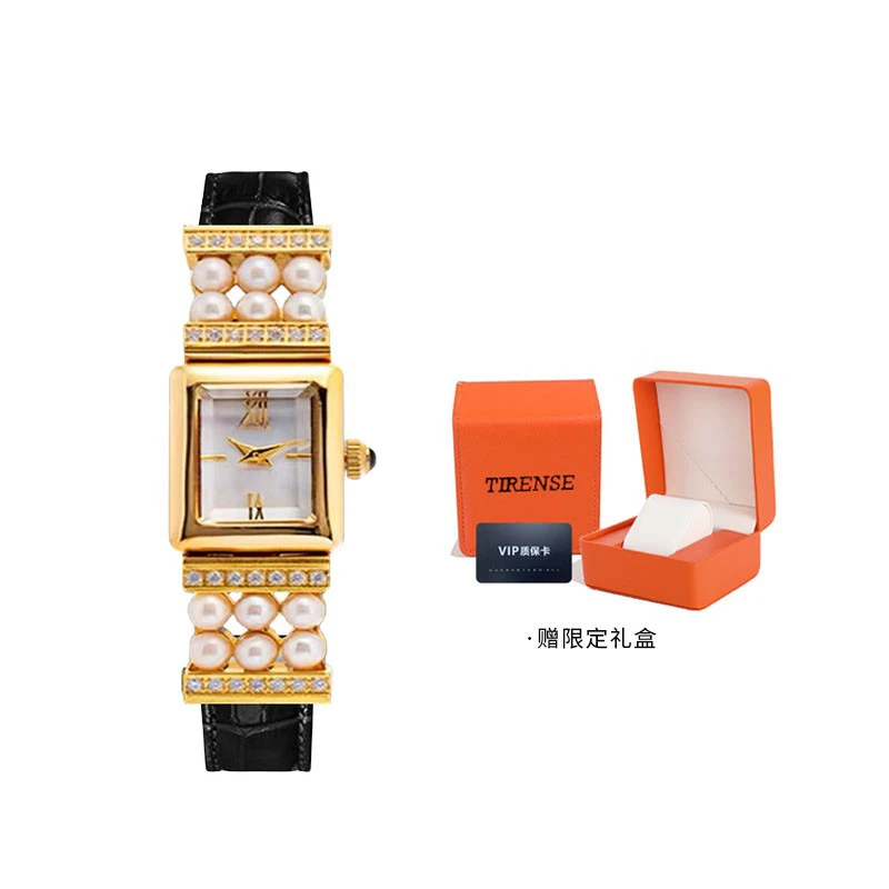 TIRENSE/狄伦斯中古风古董派高定珍珠系列轻奢文艺气质防水女表