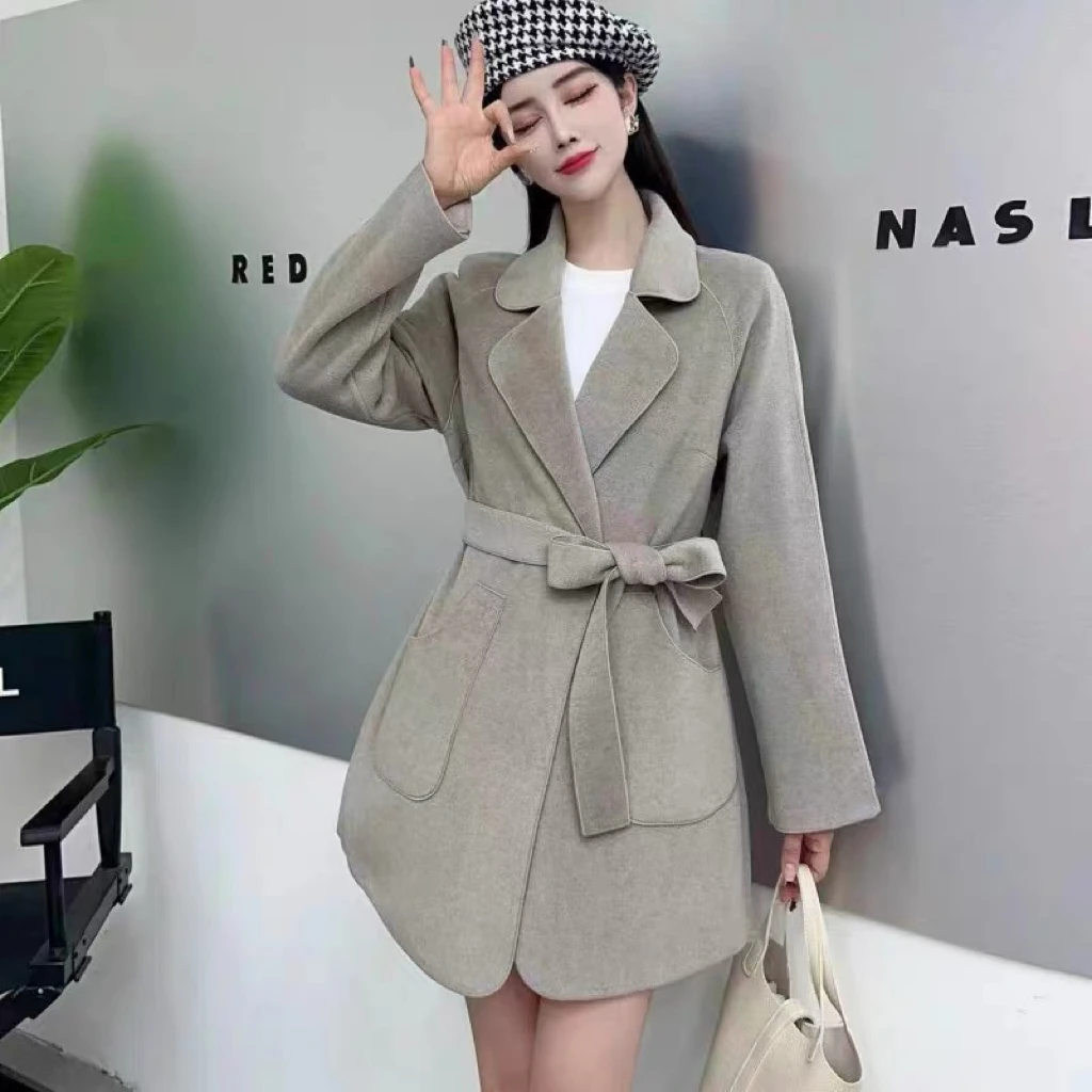 24年秋季新款 中款毛呢外套风衣 含绵羊毛外套上衣