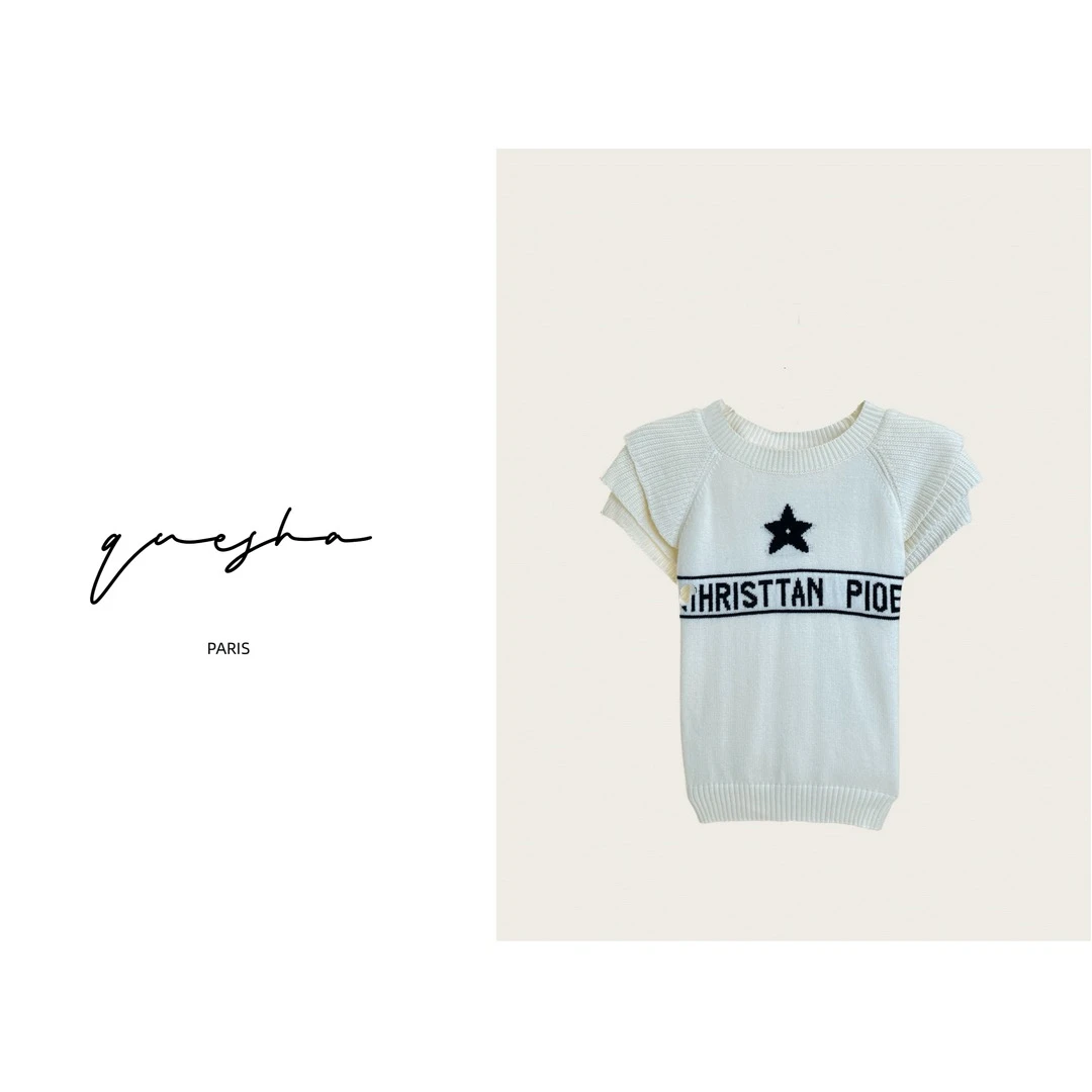 飞飞袖五角星毛衣女装上衣时尚休闲百搭夏季圆领套头春夏名媛A068