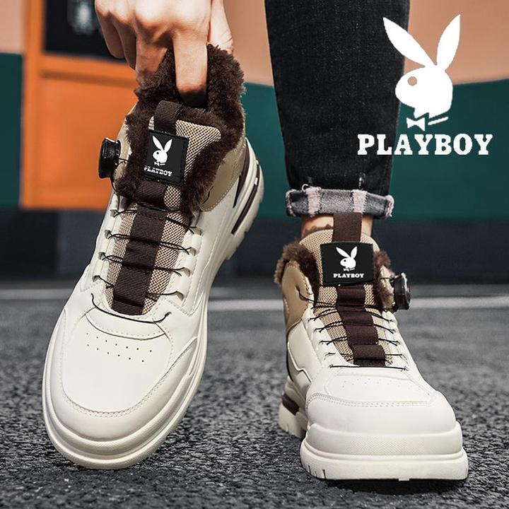 花花公子雪地靴子男款冬季加绒保暖棉鞋官方正版男鞋防滑工装鞋