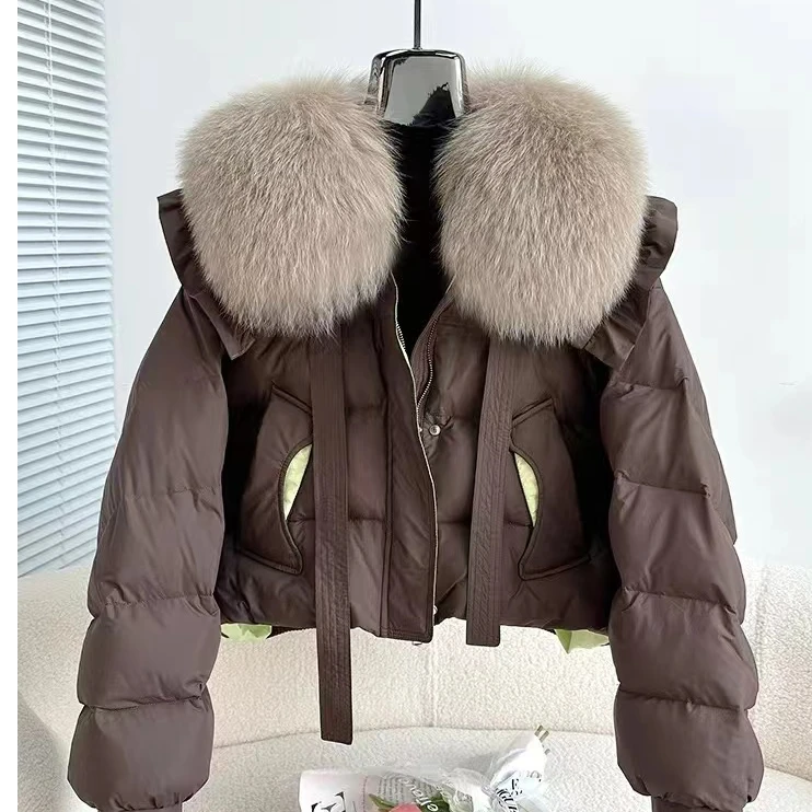 【焦糖公主】24新款鹅绒服秋冬超大狐狸毛领时尚气质外套女士283