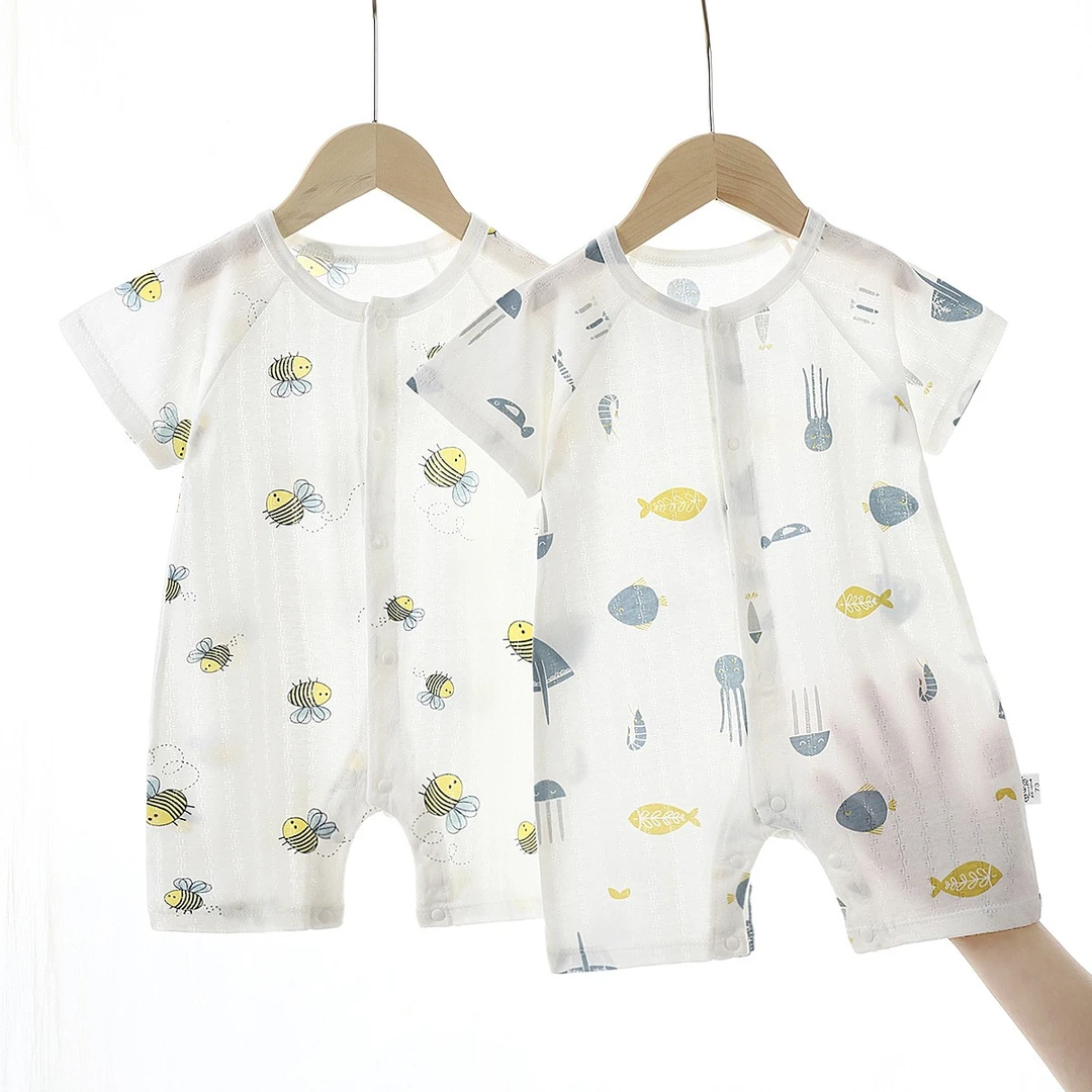 新生婴儿连体衣纯棉男女宝宝衣服包屁衣夏装睡衣夏季薄款哈衣爬服
