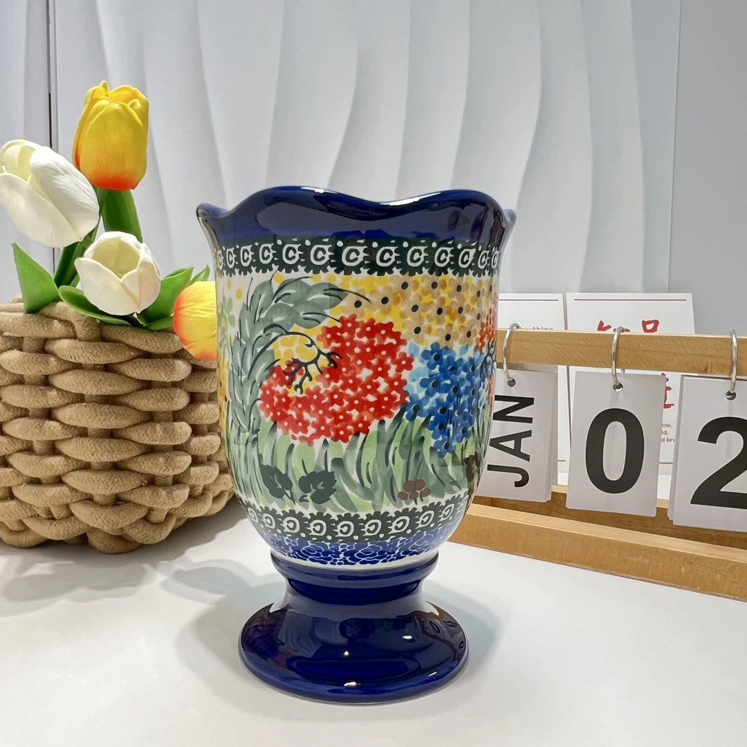 Sazaki蝶恋花 筷子筒沥水防霉家用高档新款波兰彩陶瓷手绘釉下彩