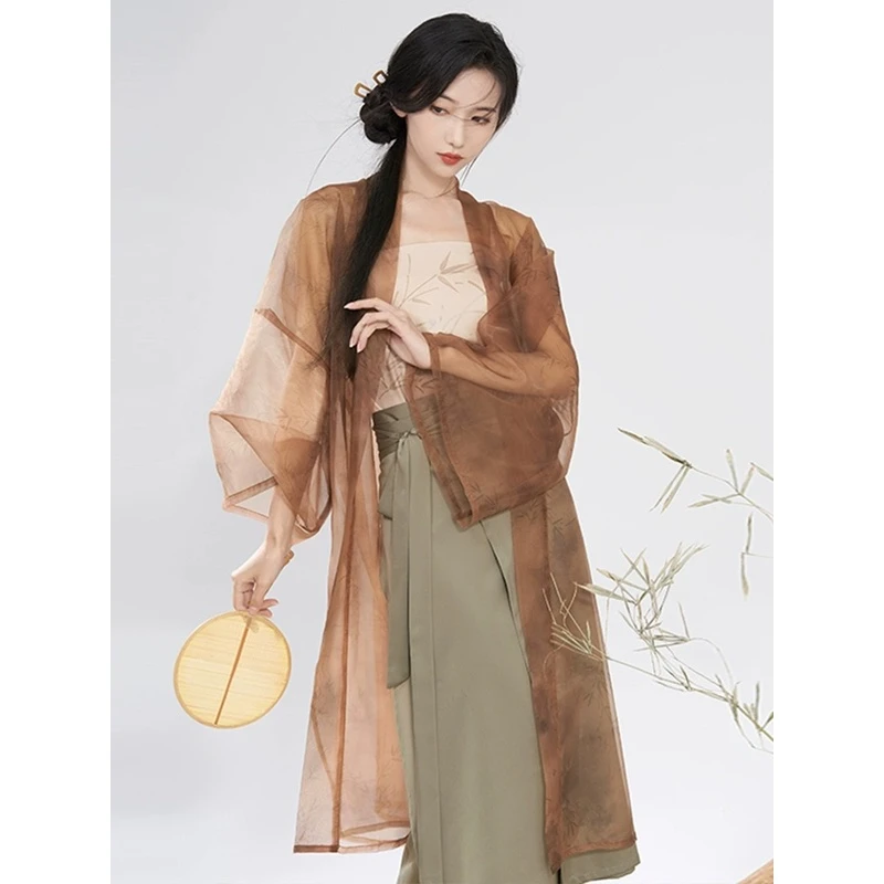 墨子研汉服女宋制璇裙【竹林听风】褙子改良汉元素日常白搭春秋款