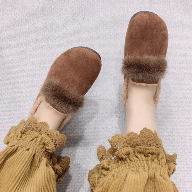 女鞋百搭豆豆毛毛鞋平底保暖时尚秋冬季韩版软底