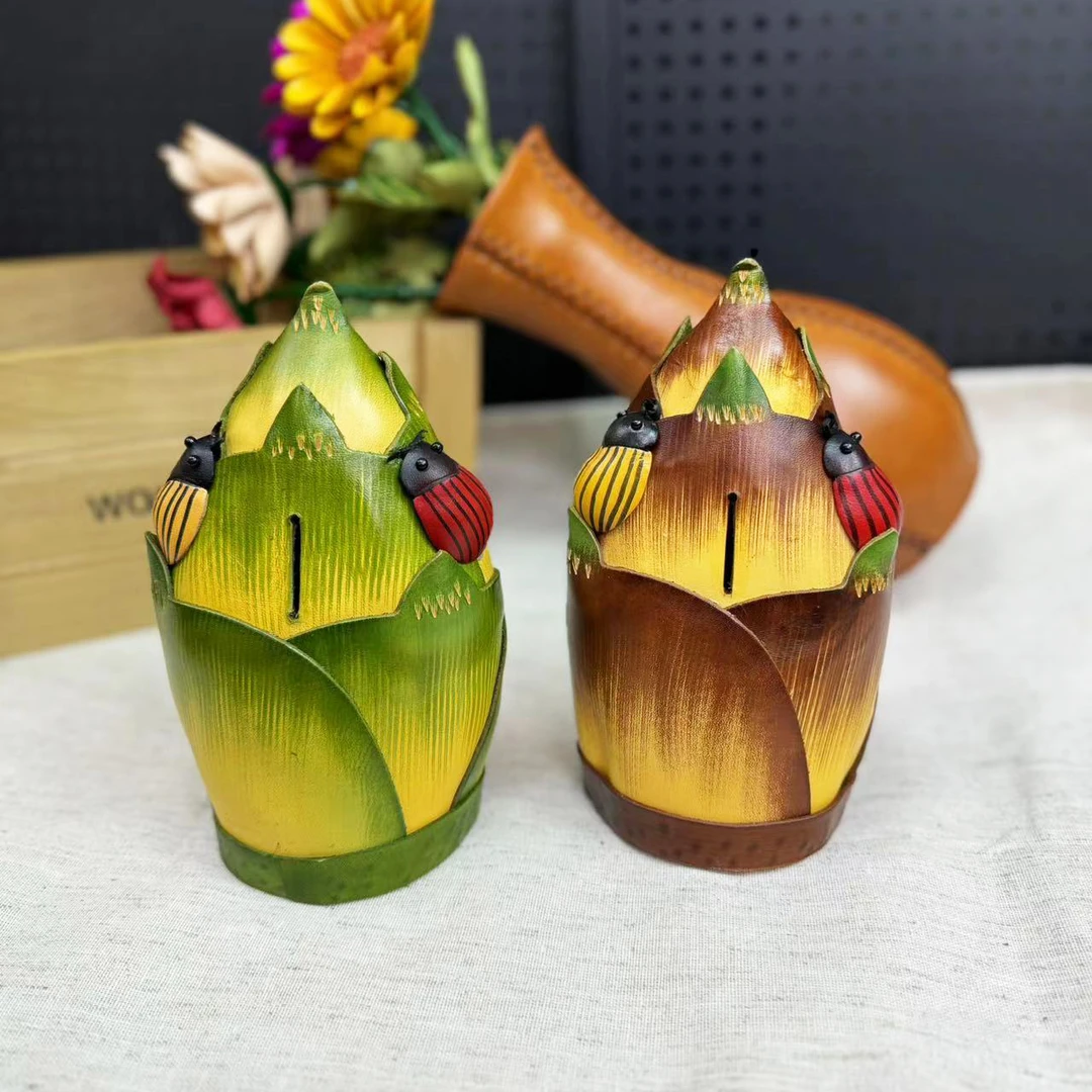 歌士顿-G057绿笋储钱罐-箱包真皮植物绿笋造型摆件储钱罐