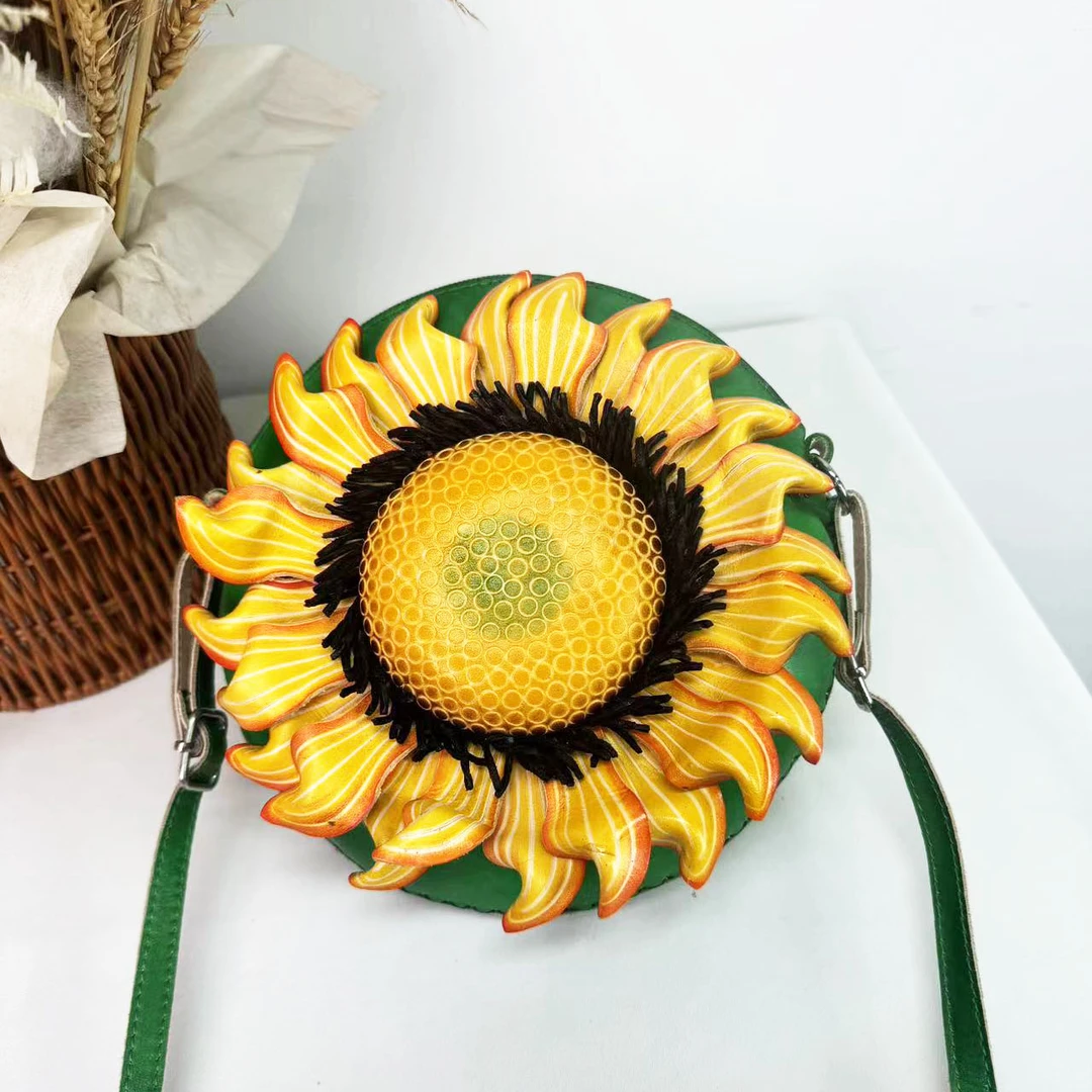 歌士顿-G009向阳花-国潮真皮时尚百搭女士网红单肩斜挎包手机包