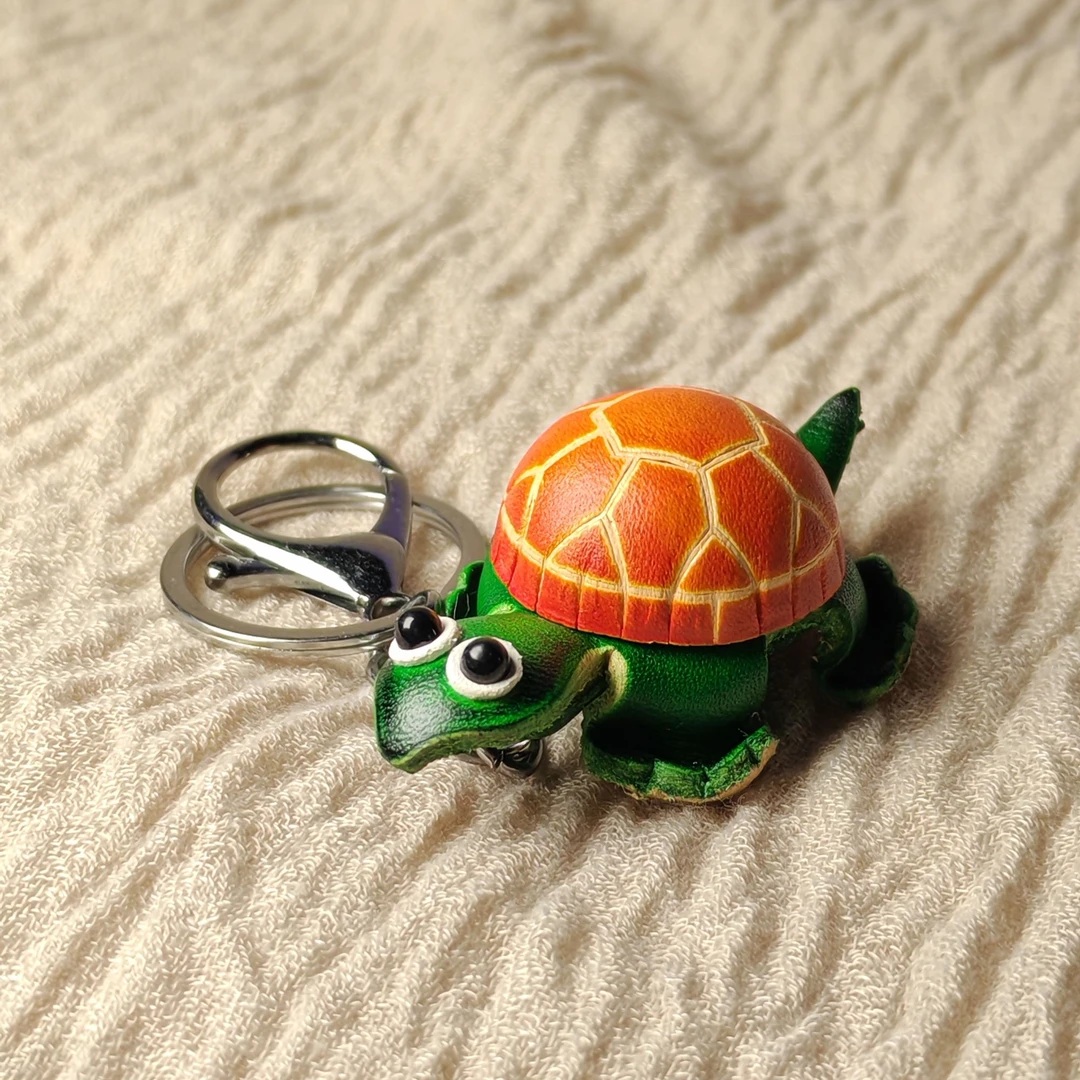 乌龟造型头层牛皮包包挂饰钥匙扣挂扣