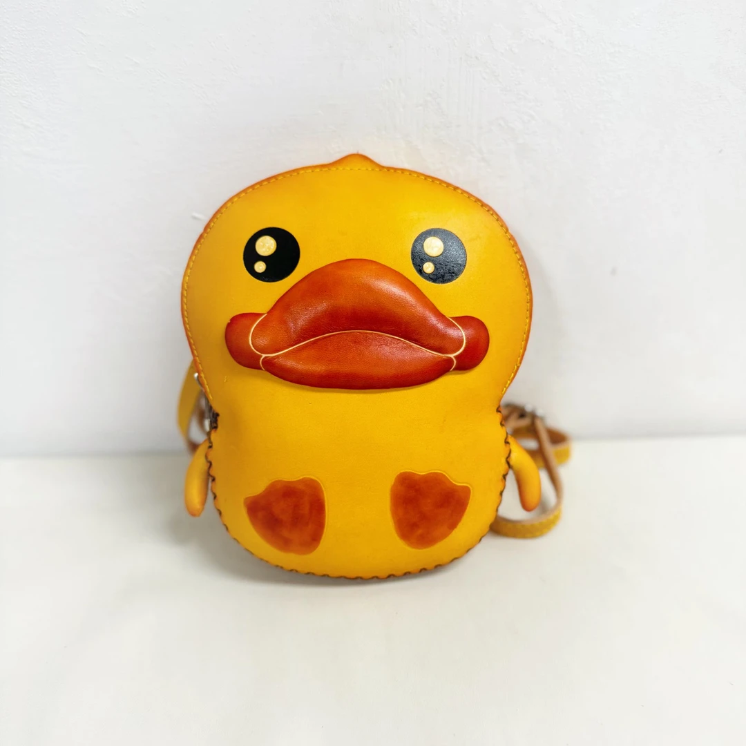 歌士顿G033大嘴鸭原创中国风真皮时尚卡通立体单肩斜挎包手机包