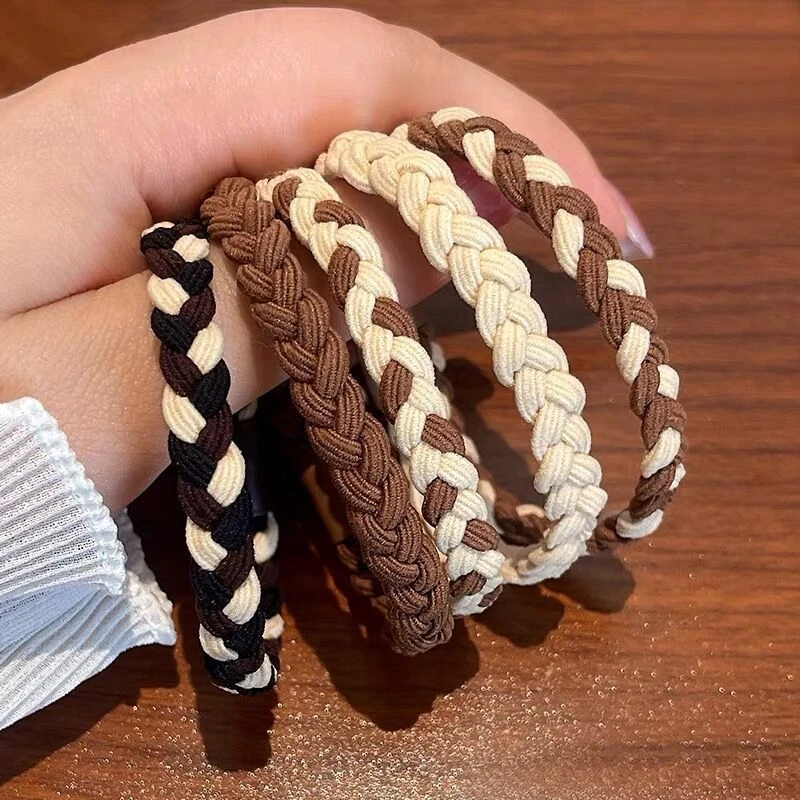 奶咖色头绳女简约气质橡皮筋扎头发绳高弹力耐用高级感发圈皮套粗