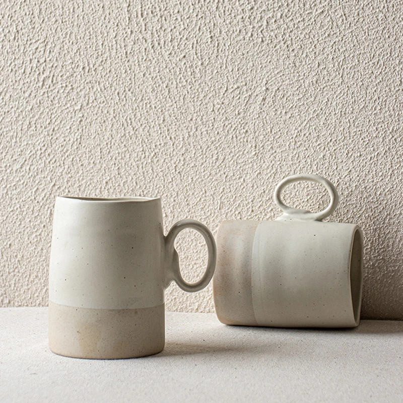 YE HOME 粗陶马克杯素雅古朴风家用陶瓷喝水的杯子日式咖啡杯微瑕