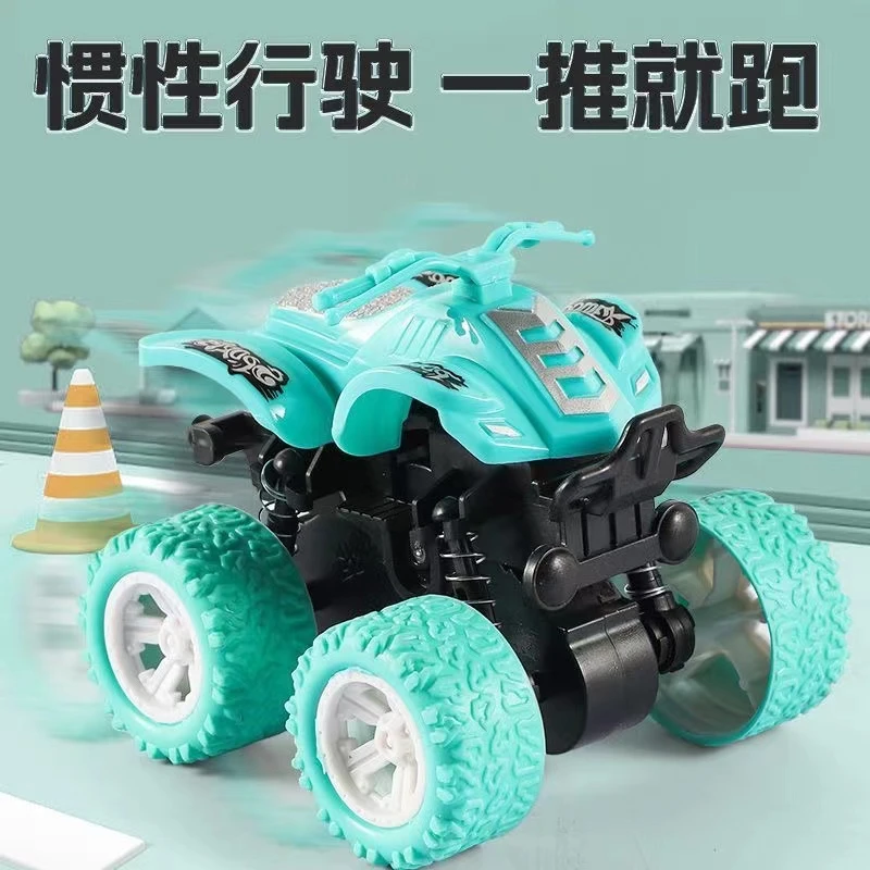 新款儿童玩具车惯性摩托越野车双惯性抗耐摔滑行塑料橡胶旋转四驱